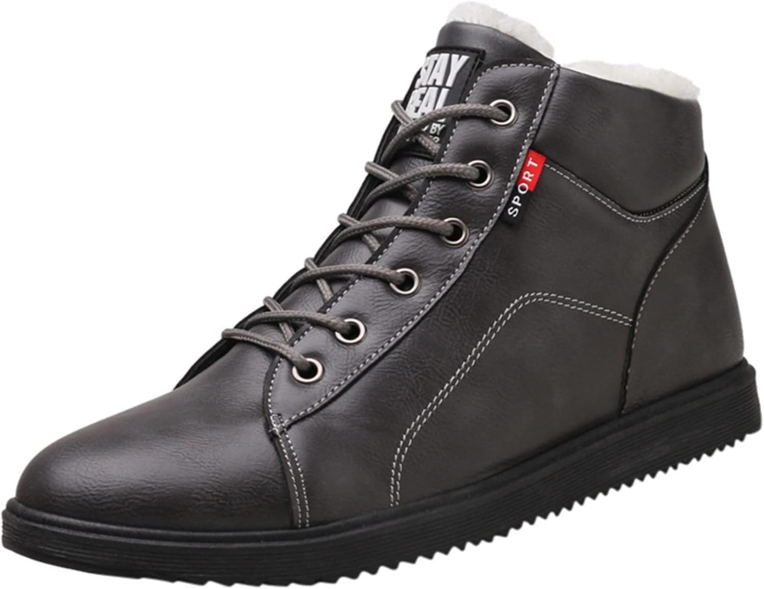 

Рабочие ботинки для мужчин, высокие кроссовки, с круглым носком, дышащие, повседневные теплые мужские обувь, мужские кэжуал обувь Shijian, Grey