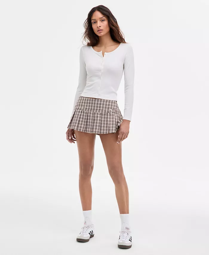 

Мини-юбка-шорты в клетку и с плиссировкой для юниоров Madden Girl, коричневый