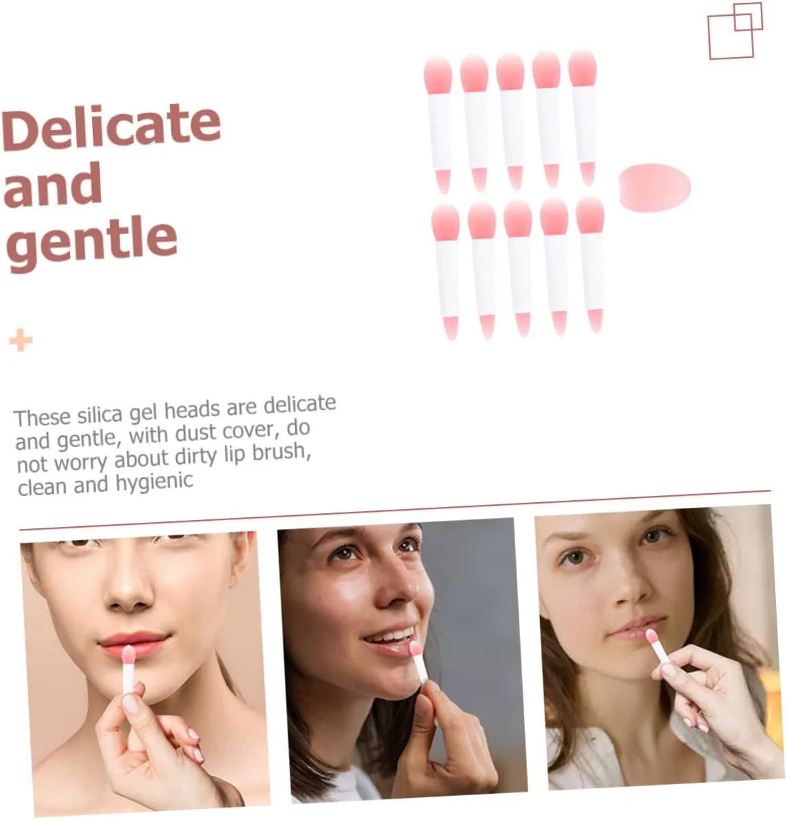 Набор кистей и скрабов для губ Silicone Lip Brush Beatifufu 5 предметов 4.5 см — фото 4