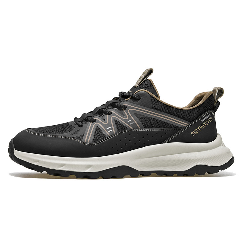 

SEPTWOLVES Высокие низкие кеды мужские черные хаки, цвет Black Khaki (Standard Leather Shoe Size)