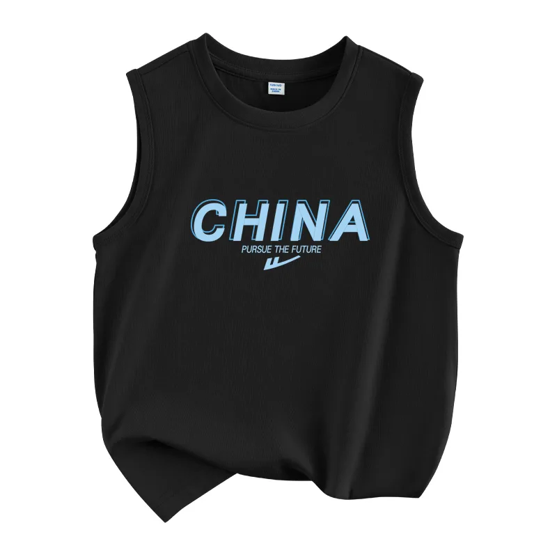 Детский топ и камисоль с круглым вырезом WARRIOR, Black/H Blue Letter