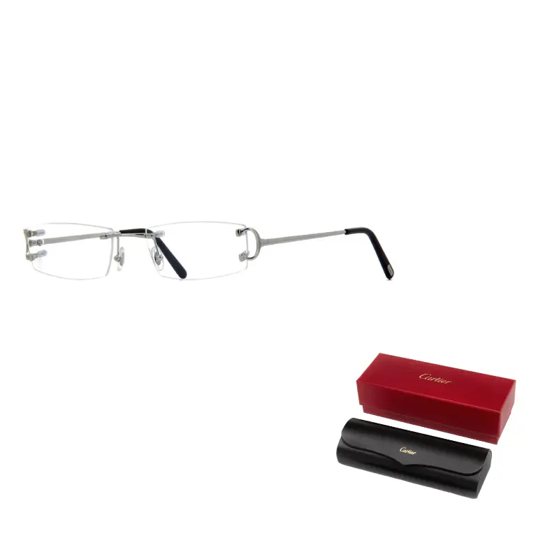 

Cartier Прямоугольные безободковые очки, Silver/Black