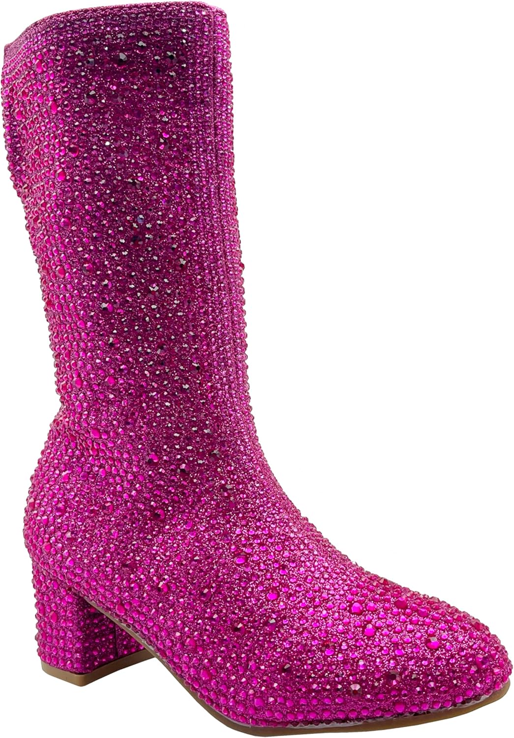 

Сапоги ABSOLEX для девочек с круглым носком, стразами, до колена, на низком широком каблуке, Fuchsia