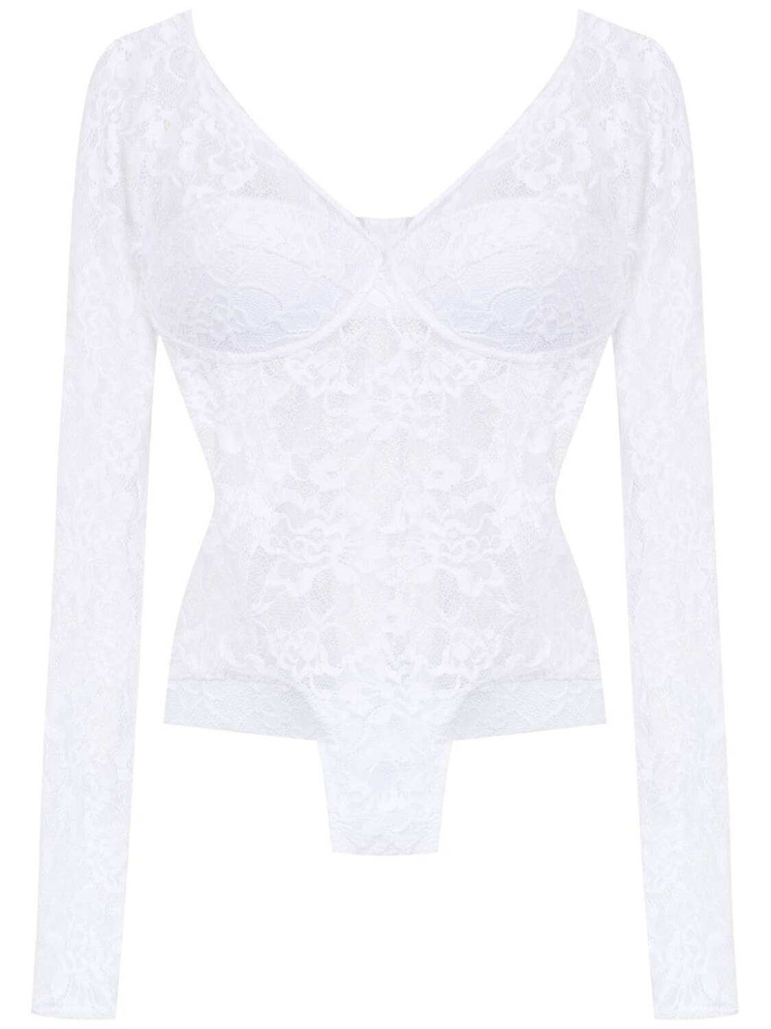 

Amir Slama long sleeved lace bodysuit, белый