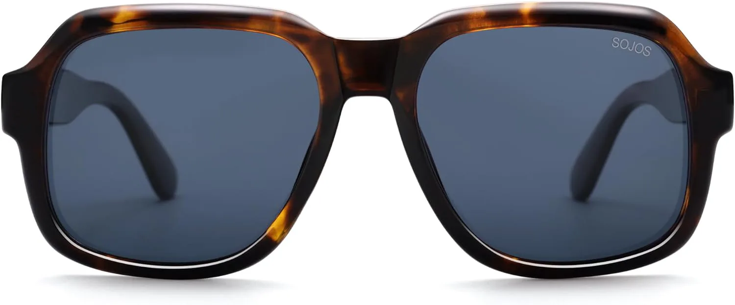 

Солнцезащитные очки SOJOS Retro Square Polarized Sunglasses для женщин и мужчин, стильные винтажные, большие, в стиле «старых денег» SJ2616, Dark Tortoise/Dark Blue