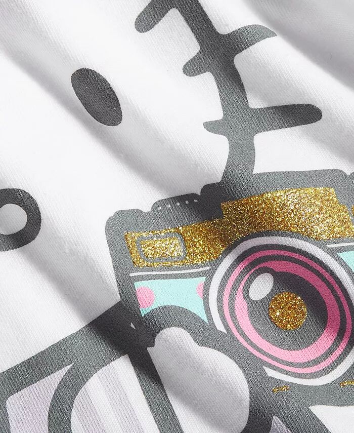 Футболка с коротким рукавом и принтом «Камера» для девочек-малышей Hello Kitty, белый — фото 3