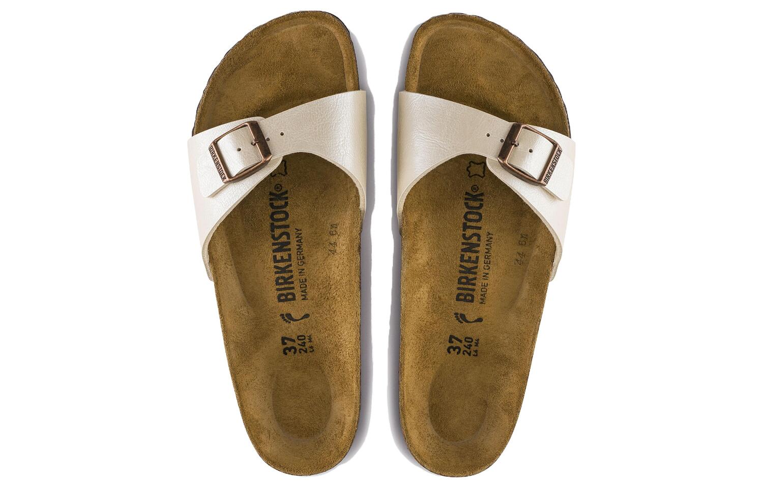 Женские тапочки-слипоны Birkenstock узкие жемчужно-белые — фото 4