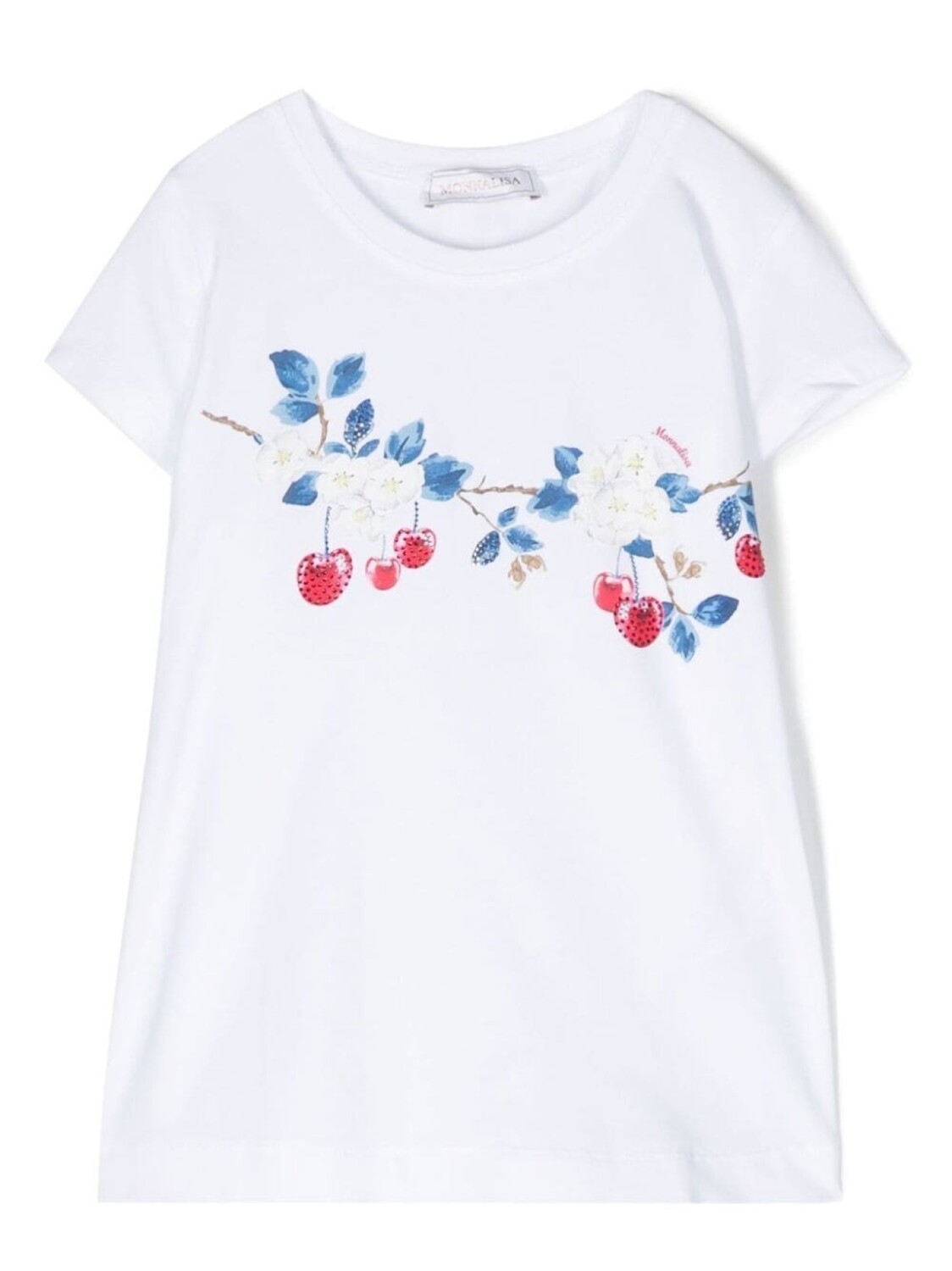 

Monnalisa rhinestone cherry-print T-shirt, белый