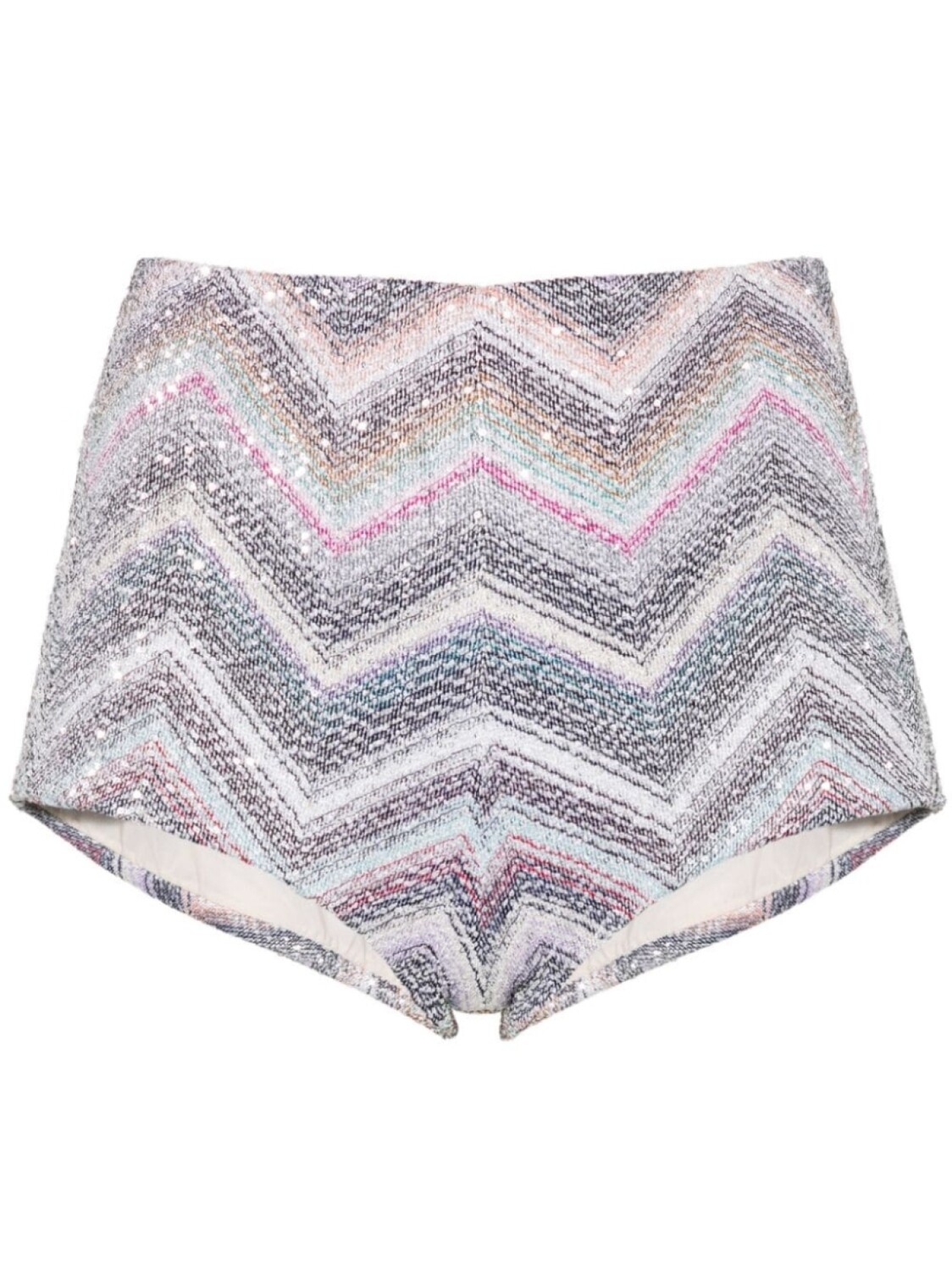 

Missoni короткие шорты с пайетками и узором зигзаг, серебряный