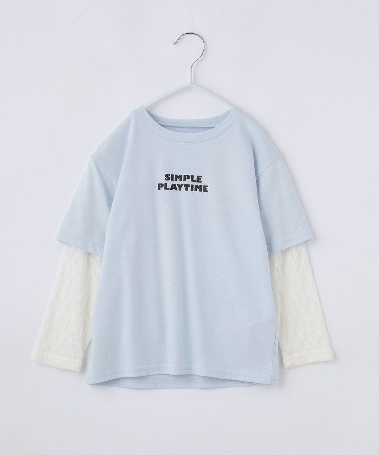 Многослойная футболка с длинными рукавами и кружевной аппликацией THE SHOP TK, Saxe Blue (090)