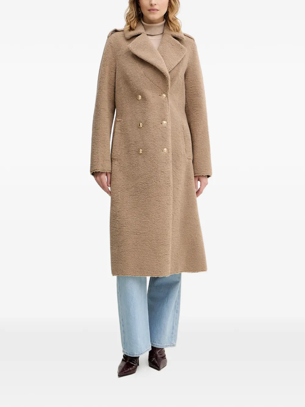 

Двубортное пальто Guess Usa, бежевый