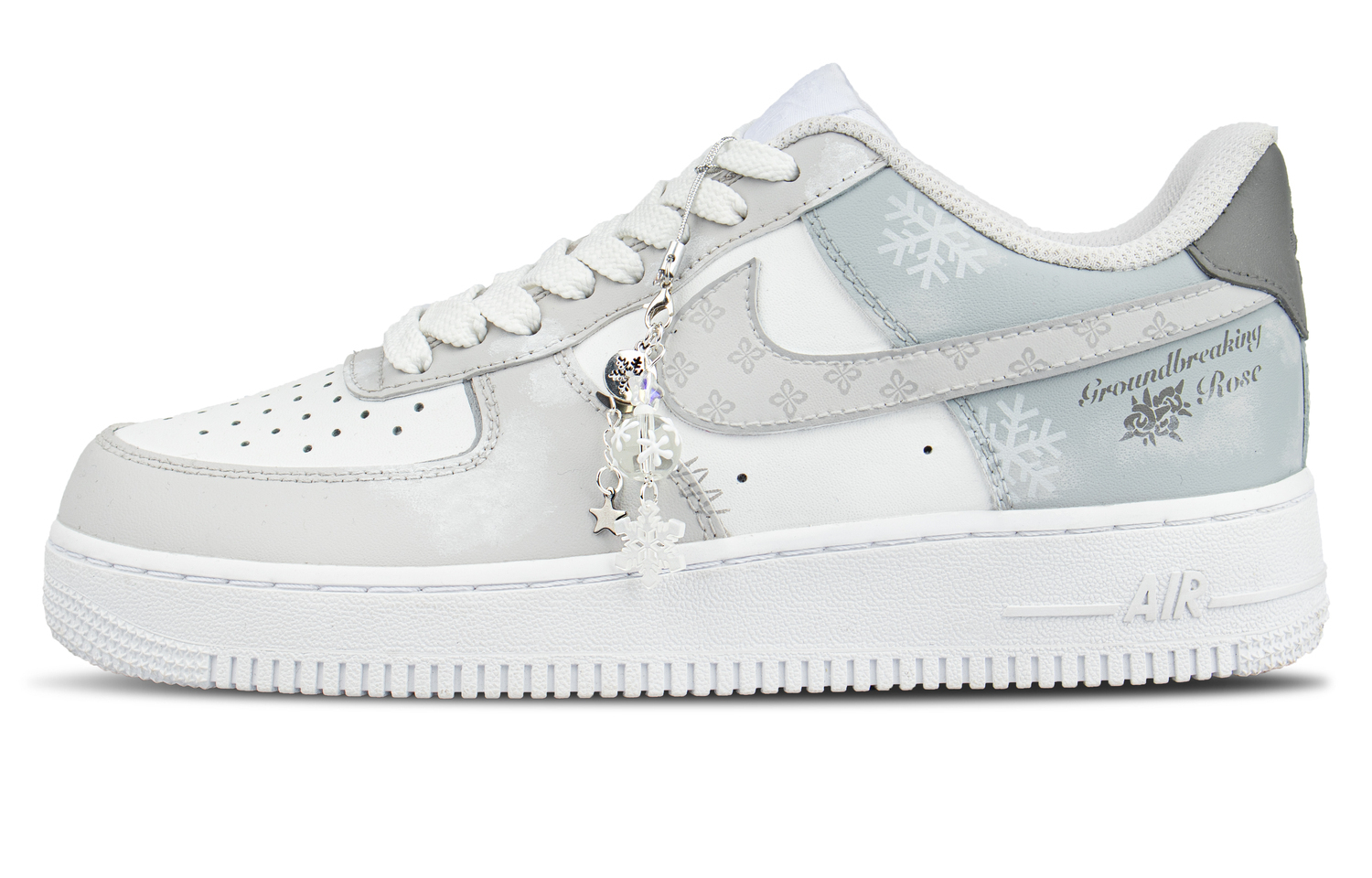 Nike Женские кожаные низкие скейтбордистские кроссовки Air Force Leather Fresh, сине-белые — фото 3