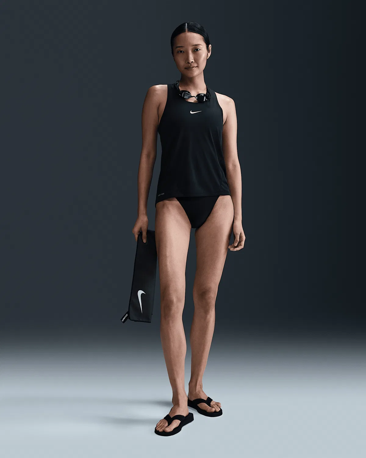 Женский топ-танк Dri-FIT UV Nike Swim Hydroguard, Black — фото 4