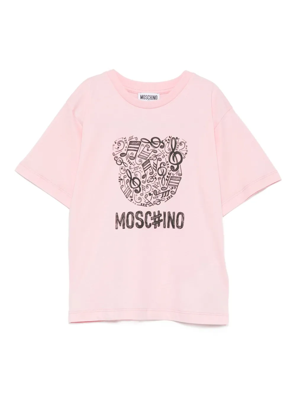 

Футболка с принтом музыкальных нот Moschino Kids, розовый