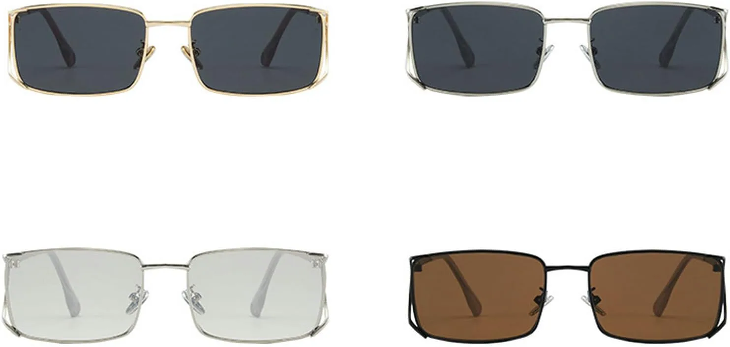 

Ретро-солнцезащитные очки квадратной формы для женщин, модные в стиле 90-х, винтажная металлическая оправа, мужские панк-солнцезащитные очки UV400 mincl, C2