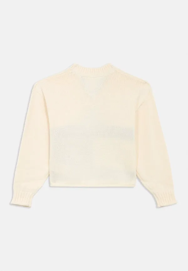 Свитер свободного кроя в рубчик с изображением флага наследия Tommy Hilfiger, Ivory Silk — фото 2