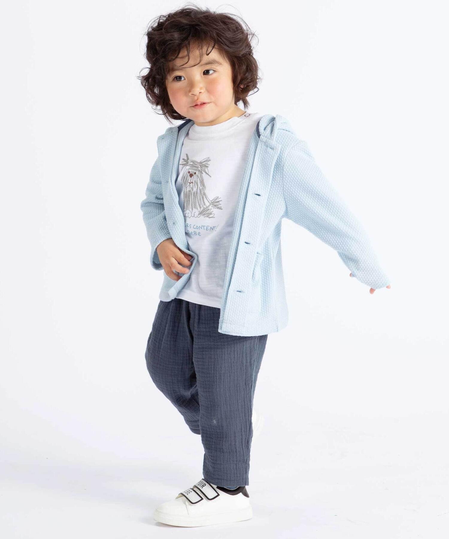 Длинные брюки из хлопчатобумажной марли с полосатым низом (80–100 см) BeBe, Navy — фото 3