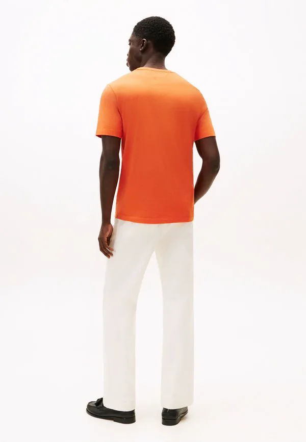 Футболка с круглым вырезом и вышивкой флага, базовая футболка Tommy Hilfiger, Brilliant Orange — фото 3