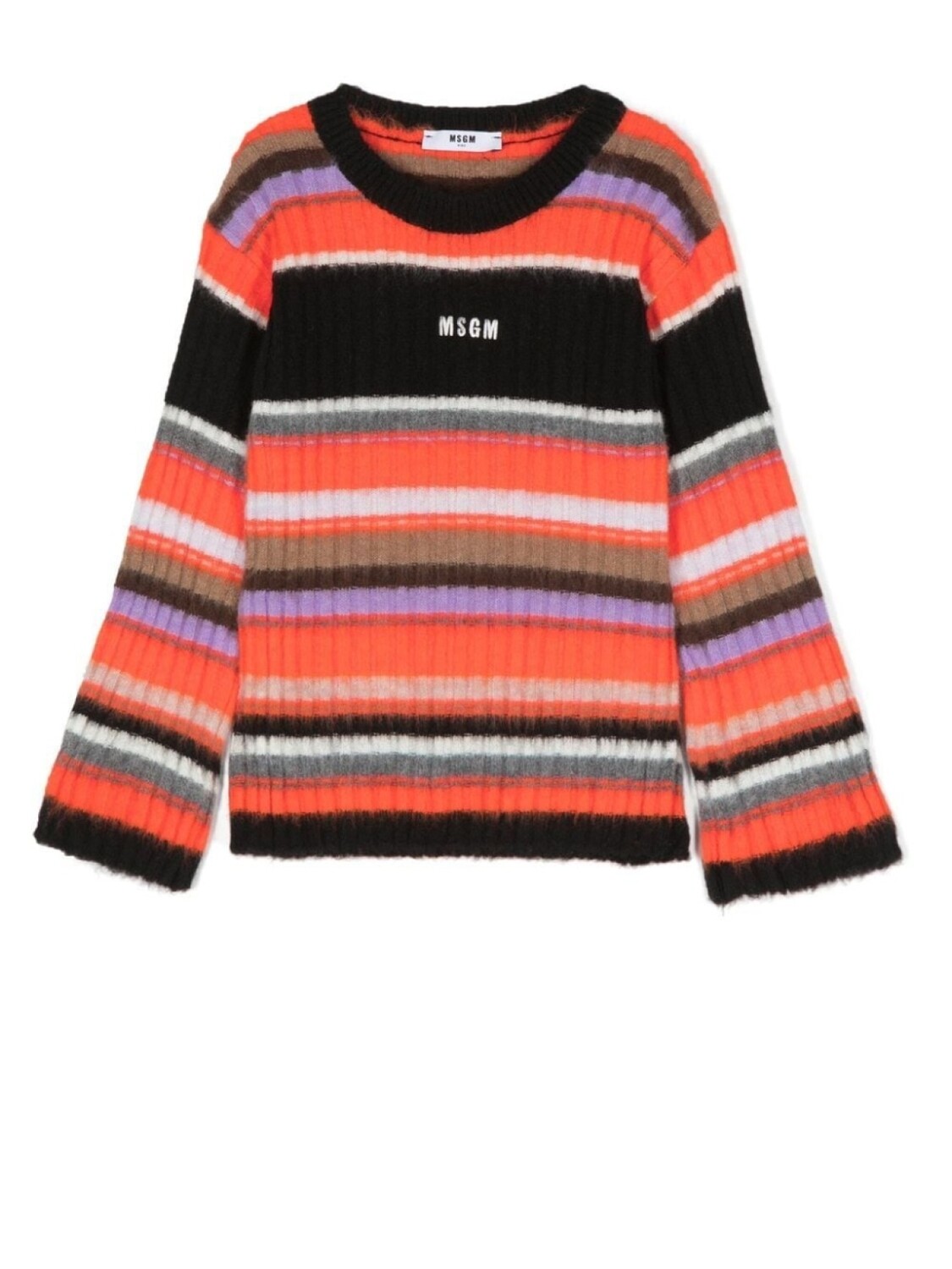 

MSGM Kids джемпер в полоску с вышитым логотипом, оранжевый