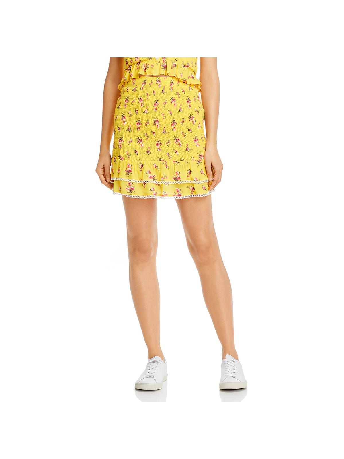 

Женская мини-юбка с принтом и сборками LOST + WANDER, цвет yellow/floral