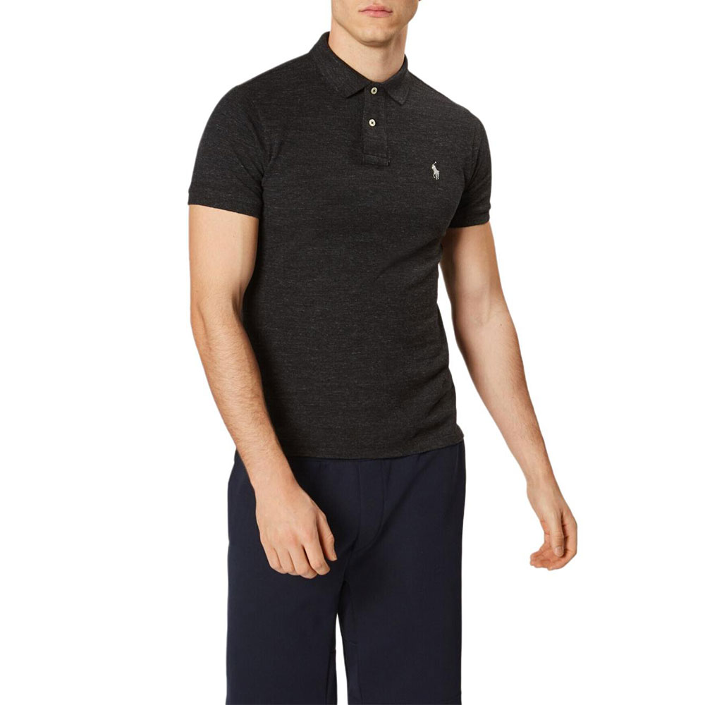 Футболка поло с коротким рукавом и вышитым логотипом Polo Ralph Lauren, черная — фото 3