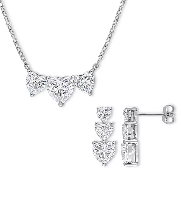 

Комплект из двух кулонов с тремя сердечками из муассанита и серег-гвоздиков (5-1/2 карата) из стерлингового серебра Macy'S, moissanite
