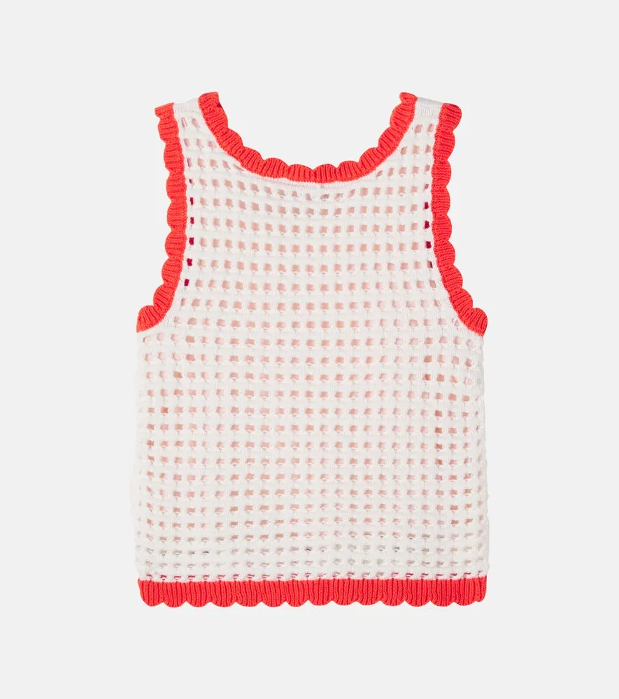 Вышитая вязаная хлопковая майка Stella McCartney Kids, мультиколор — фото 2