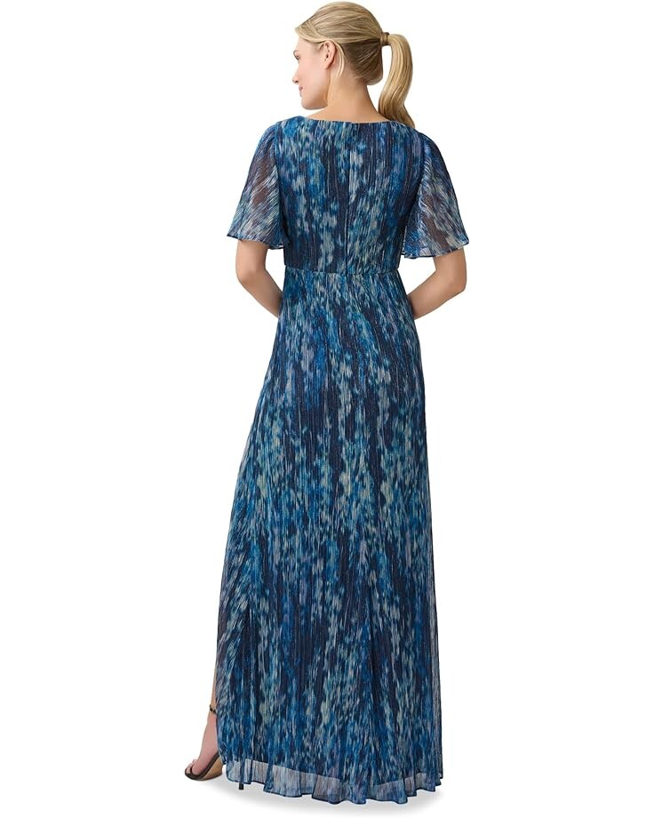 

Платье Adrianna Papell Long Crinkle Metallic Gown, цвет Navy Multi