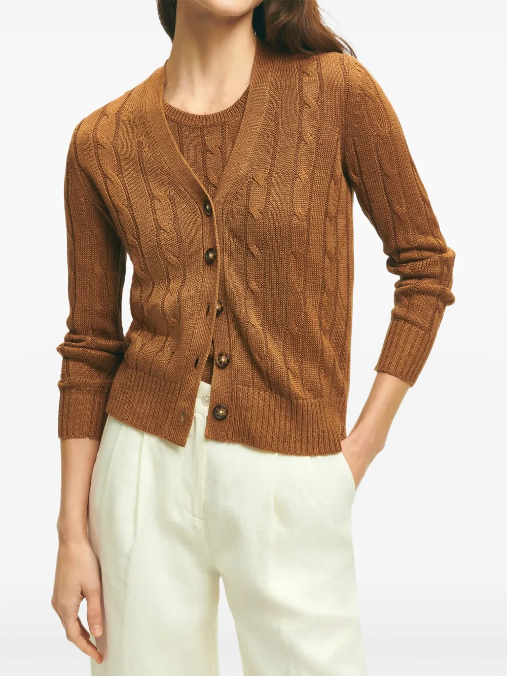 

Кардиган фактурной вязки Brooks Brothers, коричневый