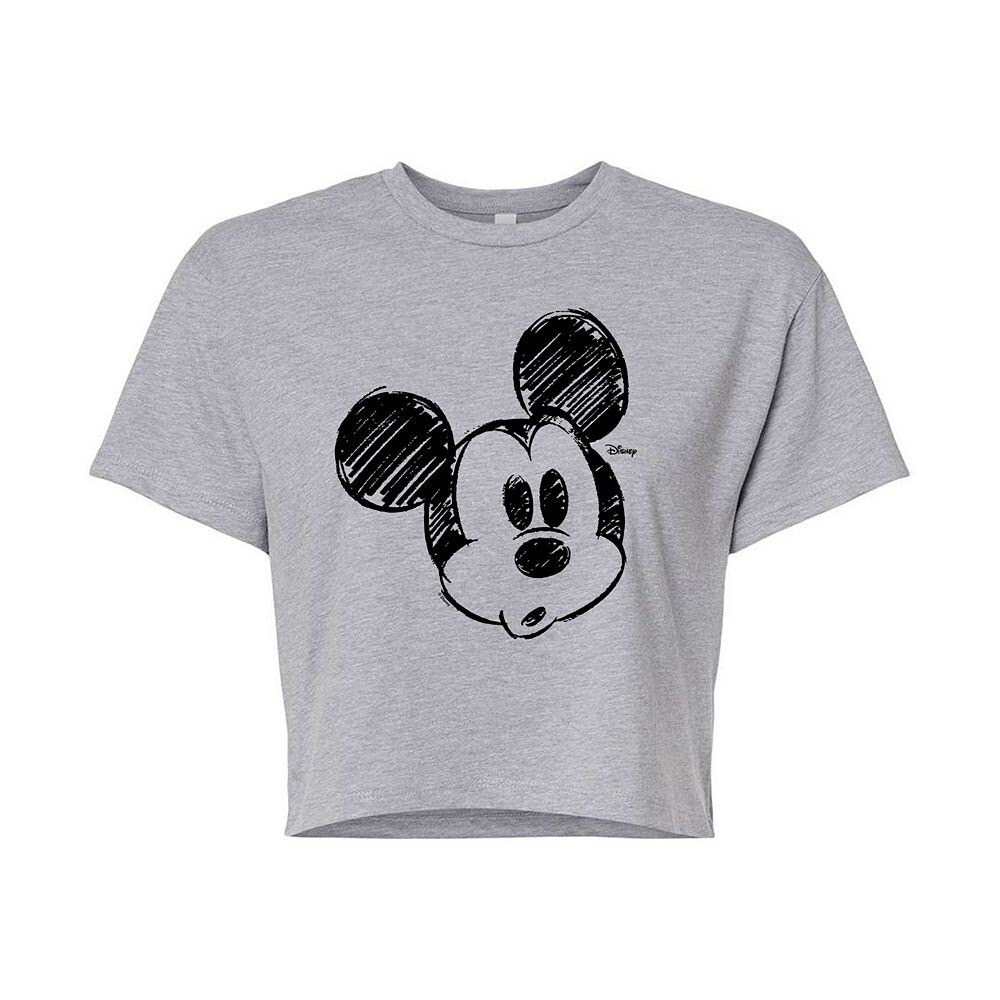 

Укороченная футболка Disney's Mickey Mouse Junior's Sketch Head, цвет Heather Gray