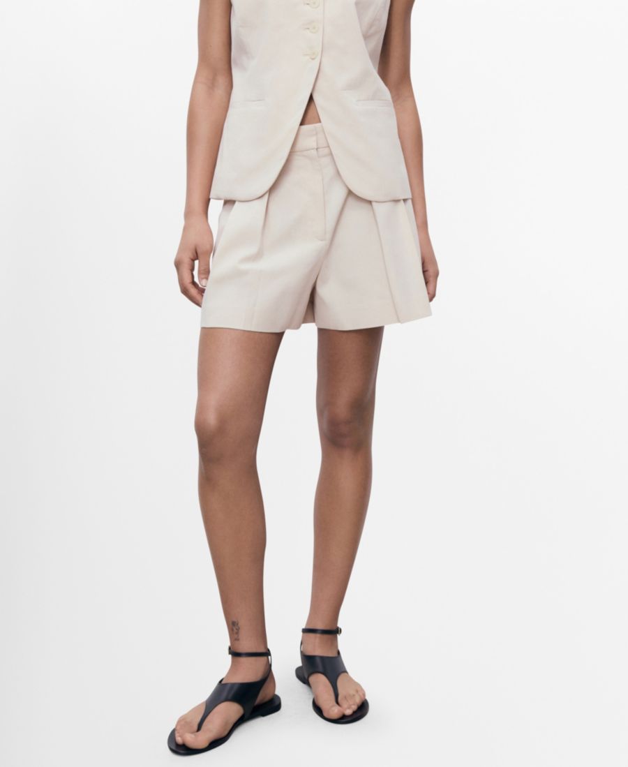 

Женские плиссированные шорты классического кроя MANGO, Beige