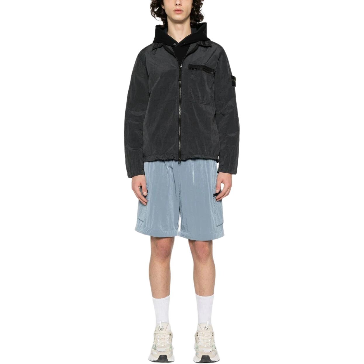 Куртка мужская из серии Metal Nylon, устойчивая к разрывам, угольно-черная Stone Island, черный — фото 4