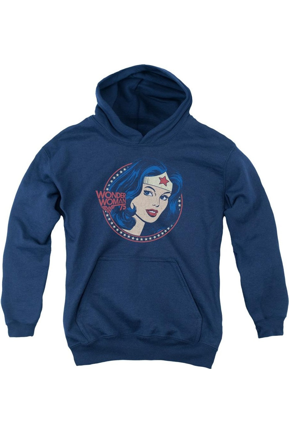 

Толстовка с капюшоном DC Comics Wonder Woman75 Starburst Portrait Youth Gildan, темно-синий