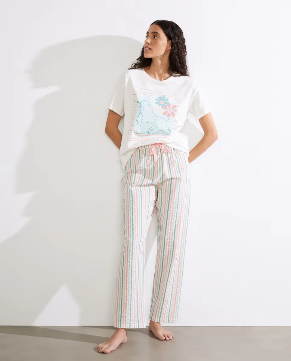 

Женские длинные полосатые и фактурные пижамные брюки Easy Wear, розовый