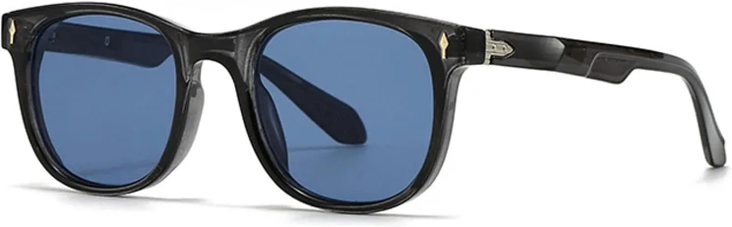 

Ретро овальные панк-солнцезащитные очки для женщин, модные заклепки, градиентные солнцезащитные очки для мужчин, защита от УФ-излучения UV400 TKKTLLT, Dark Gray Blue