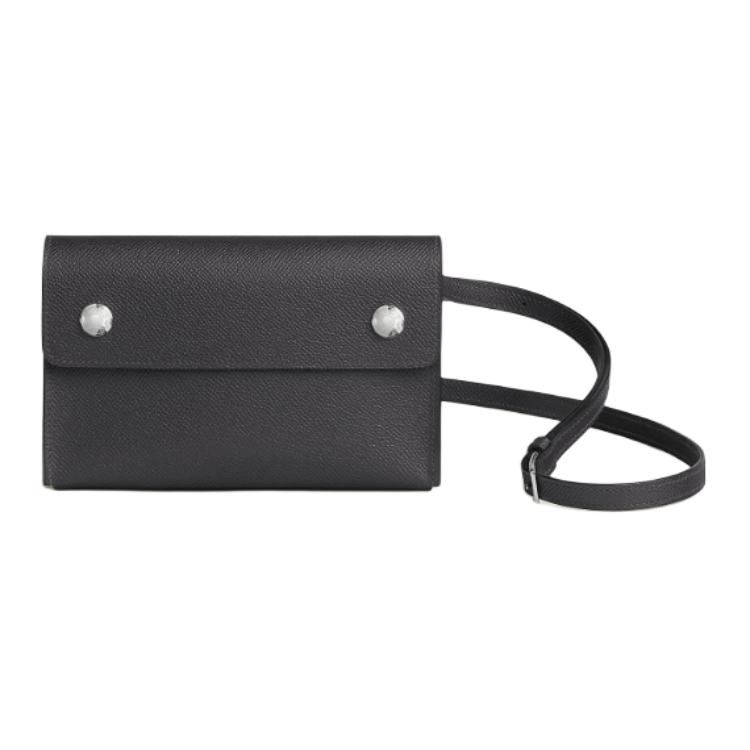 

HERMES Кожаный бумажник мужской Сумка через плечо Сумка кроссбоди, 85 Ardoise Slate Gray