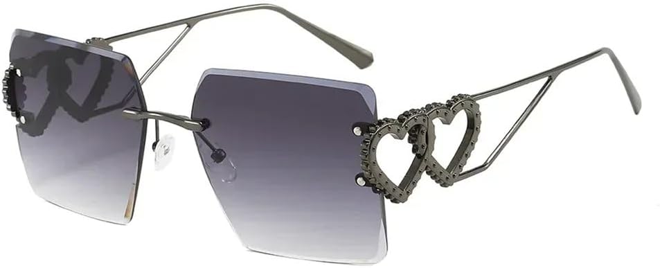 

MUTYNE Модные металлические солнцезащитные очки в крупной оправе, ретро-очки без оправы с сердечками, классические модные очки для вождения, защита от ультрафиолета UV400, C4