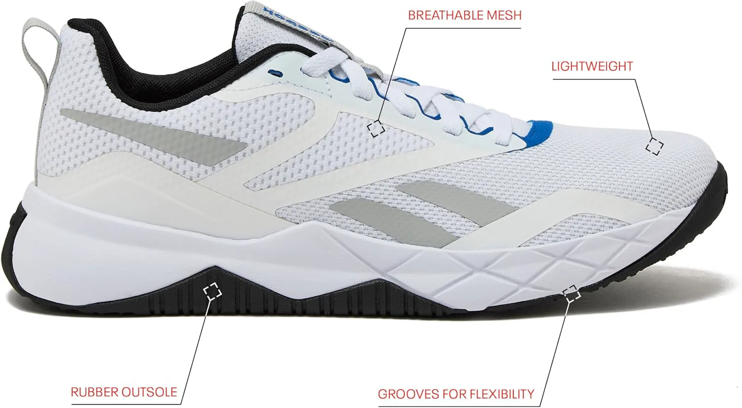 Мужские кроссовки для кросс-тренинга Reebok NFX, белый/черный/синий — фото 2