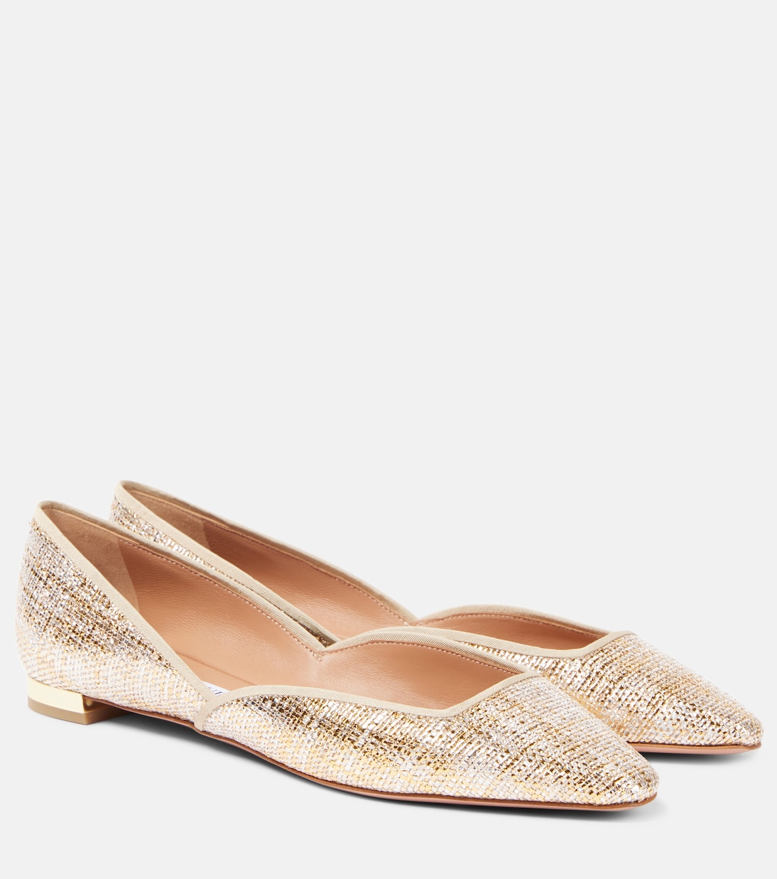 Холщовые балетки Maia Aquazzura, золотой