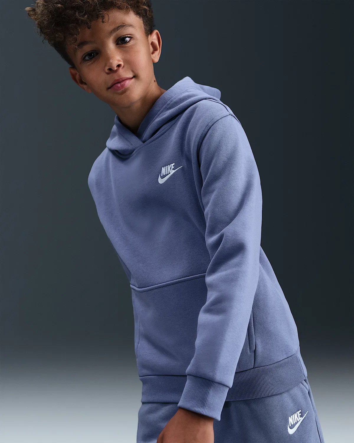 Детская толстовка Nike Sportswear Club Fleece, World Indigo/White — фото 3