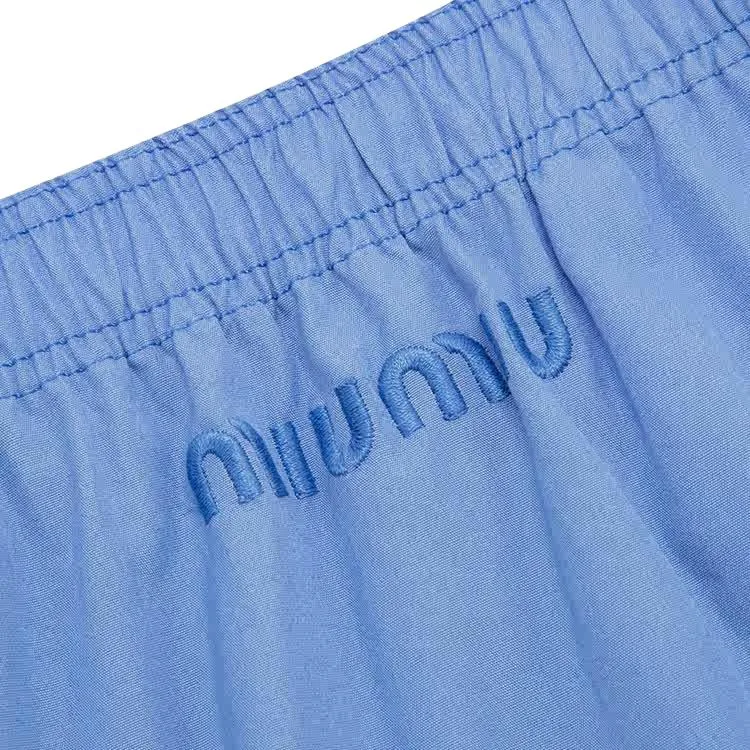 Юбка мини Poplin с вышитым логотипом MIU MIU, sapphire синий — фото 4