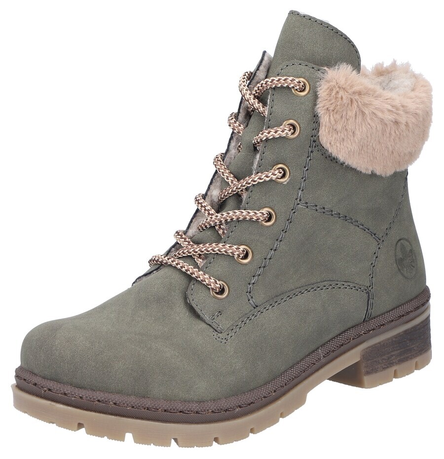 Ботинки женские Rieker Lace-Up Ankle Boots на шнуровке с мехом, оливковый