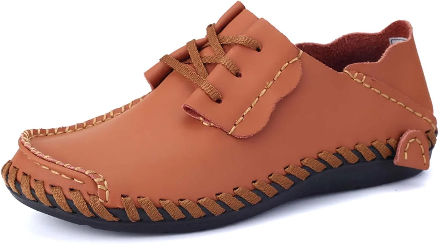 Лоферы кожаные мужские Vintage Lace-up Formal Shoes, коричневый
