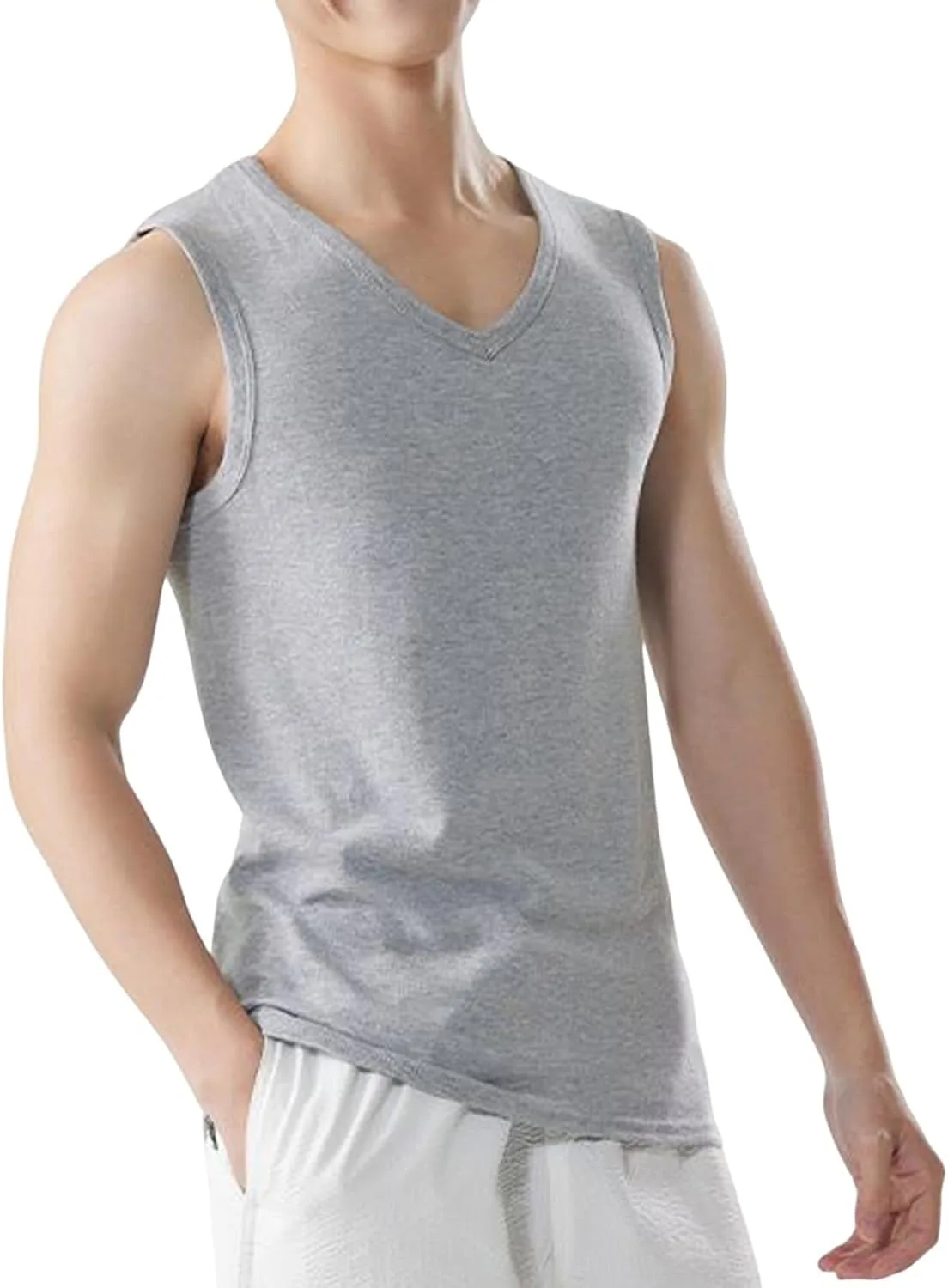 

Мужская майка с V-образным вырезом, легкая хлопковая для лета