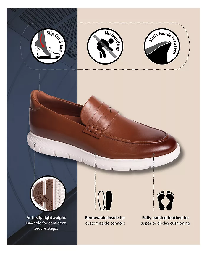 Мужские лоферы Douglas Street с технологией Hands-Free Slip On, облегченные, из кожи, в стиле пенни-лоферов Marc Joseph New York, коричневый — фото 2