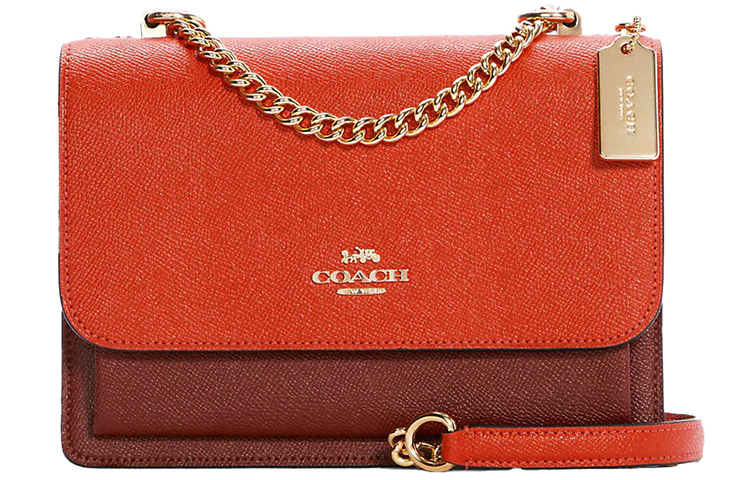 

Кожаная сумка через плечо маленького размера женская оранжево-коричневая COACH