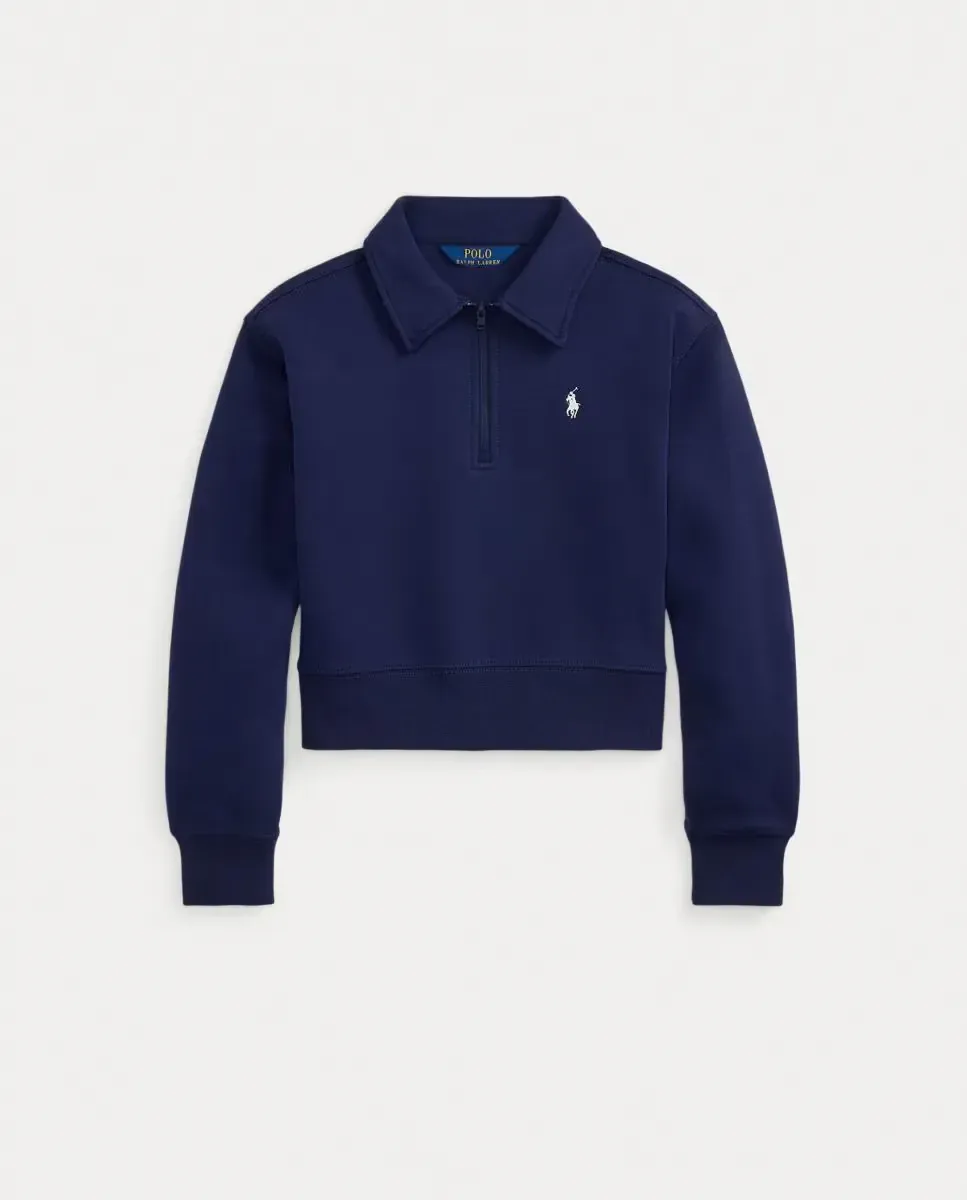 Детская толстовка из технической ткани с короткой молнией Polo Ralph Lauren, темно-синий — фото 4