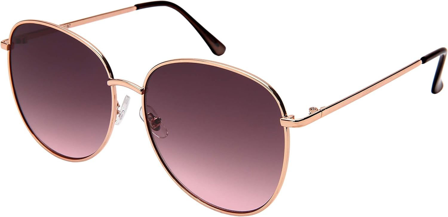 

Солнцезащитные очки EDGEIWEAR круглой формы для женщин, овальные солнцезащитные очки с плоскими зеркальными линзами 3197-FLOCR-3(RG.gypk), Rose Gold Frame/Grey-pink Lens