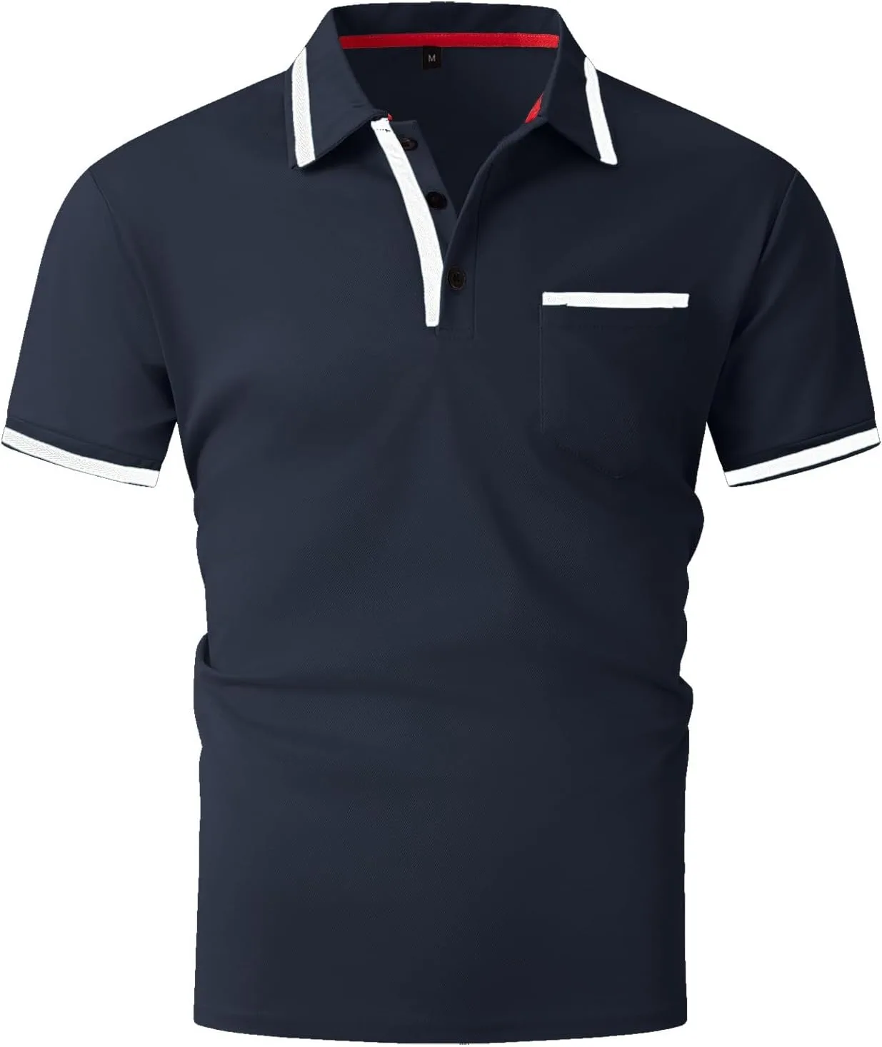 Мужская поло с коротким рукавом Slim Fit, V-образный вырез и карманом — фото 3