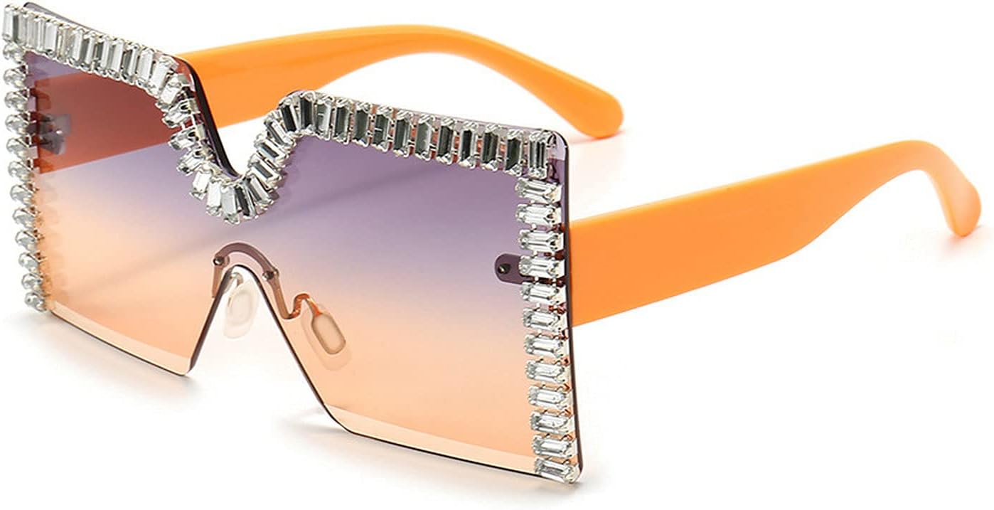 

Солнцезащитные очки COTIA Oversized для женщин и мужчин, без оправы, квадратная форма, ромбовидный дизайн, большая квадратная оправа, многоцветные, разноцветные, Gray Orange